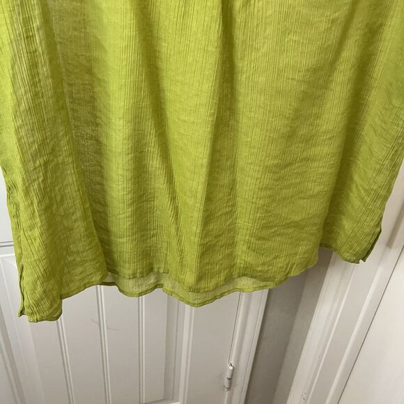 Ali Miles Green Sheer Popover Boho Peasant Top Long Sleeves Womens Size 1X - Picture 3 of 11